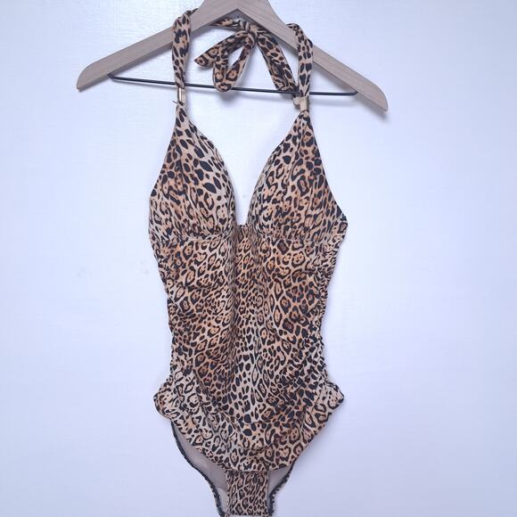 Victoria's Secret One Piece Bathing Suit Womens Medium Leopard Animal Print - Picture 3 of 8